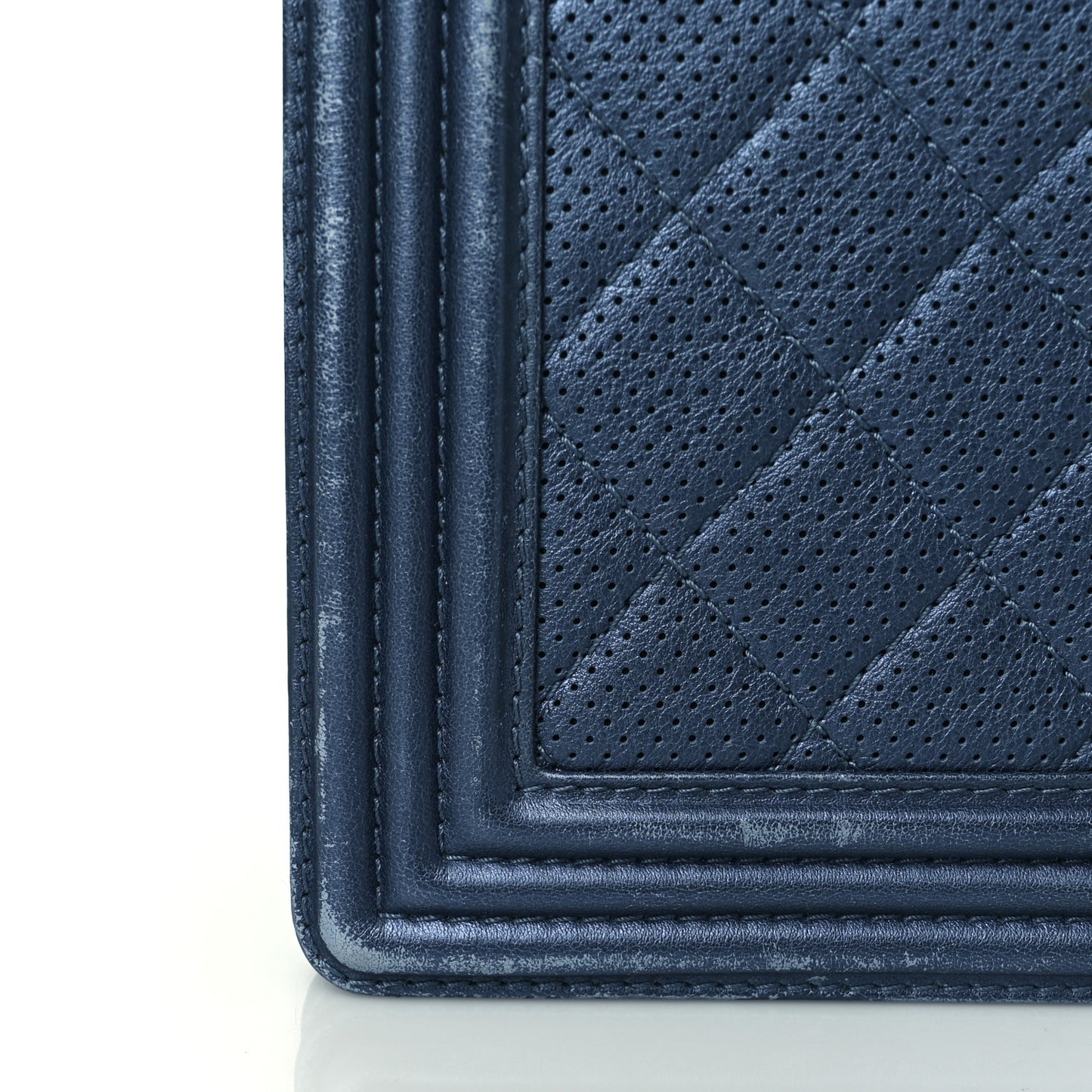 Perforated Lambskin Quilted New Medium Boy Flap Blue