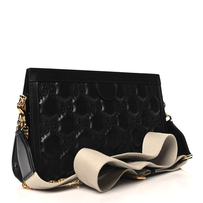 Gucci Calfskin GG Matelasse Large Slim Chain Shoulder Bag Black Natural 3 of 12