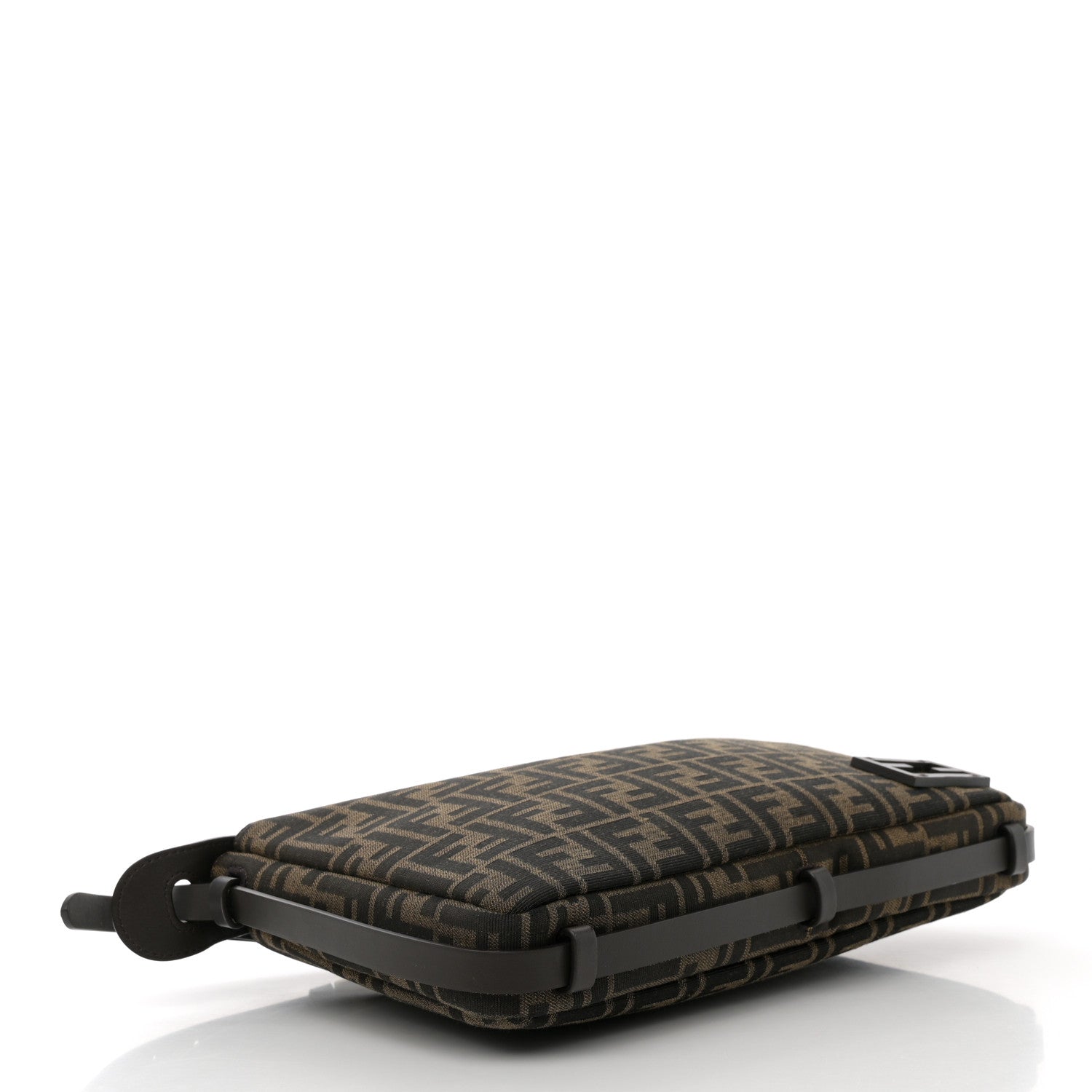 Fendi Fabric Jacquard Vitello Grace FF 1974 Medium Simply Fendi Shoulder Bag Tobacco Moro Ebano 4 of 11