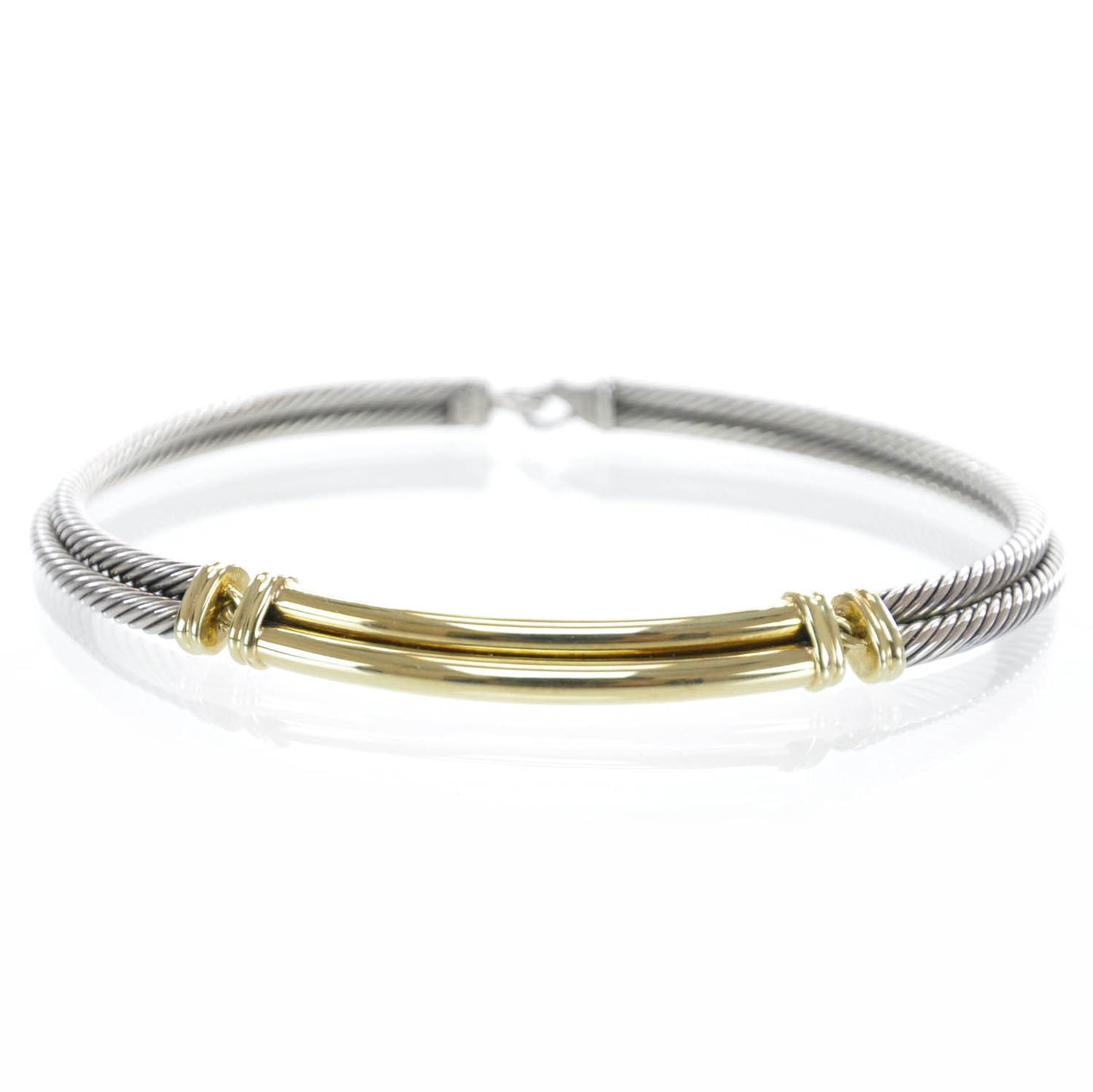Sterling Silver 14K Yellow Gold Double Metro Cable Necklace
