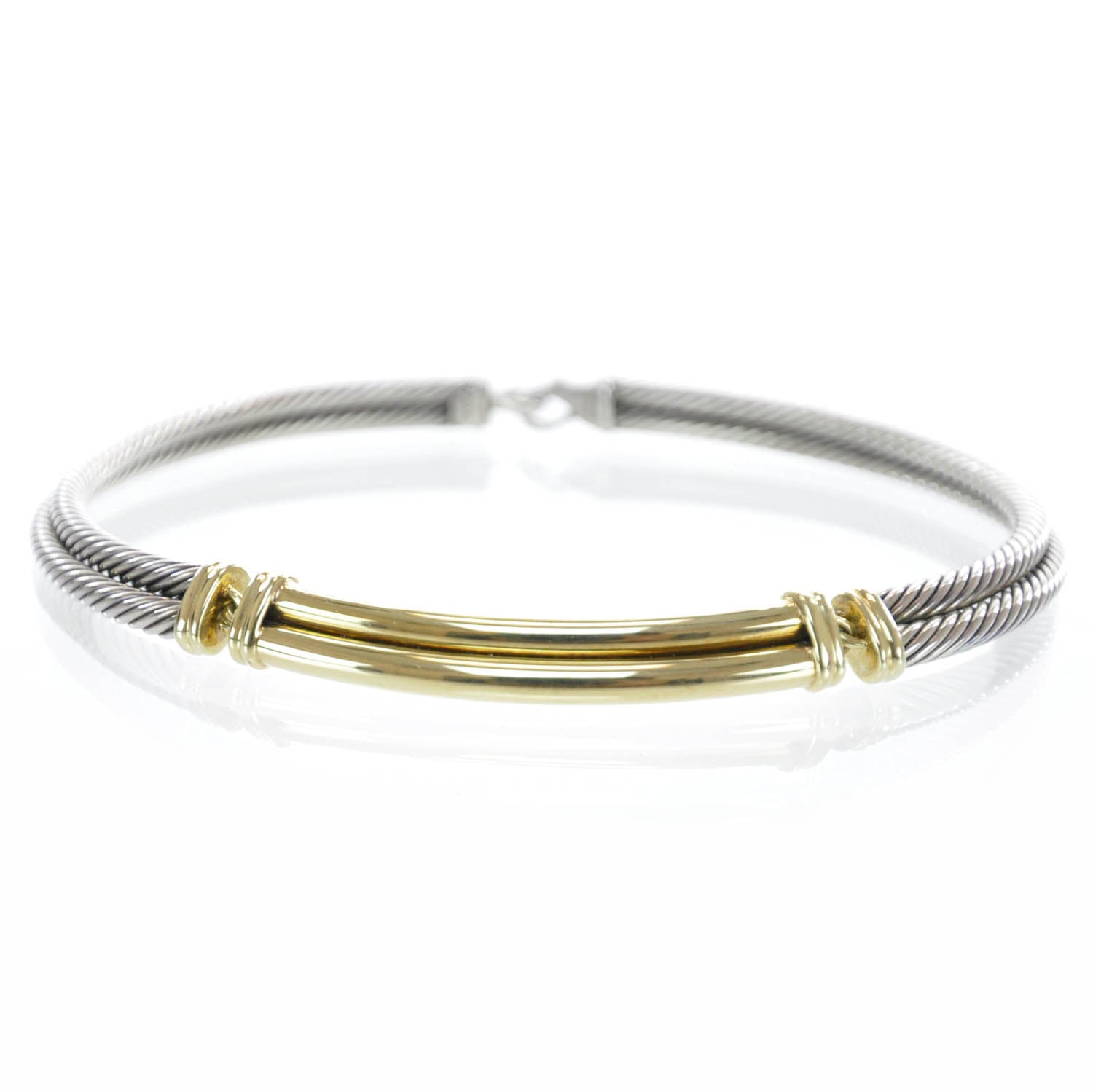 David Yurman Sterling Silver 14K Yellow Gold Double Metro Cable Necklace 3 of 7