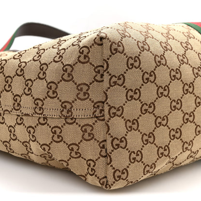 Gucci GG Monogram Web Large Giglio Tote Beige Brown 9 of 11