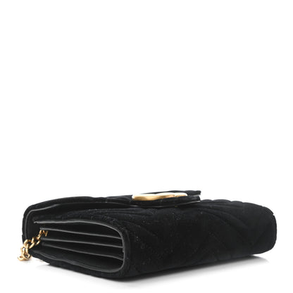 Gucci Velvet Matelasse GG Marmont Chain Wallet Black 3 of 10