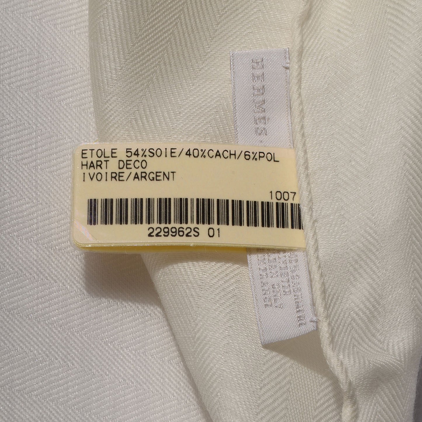 Silk Cashmere Hart Deco Stole Ivory and Argent