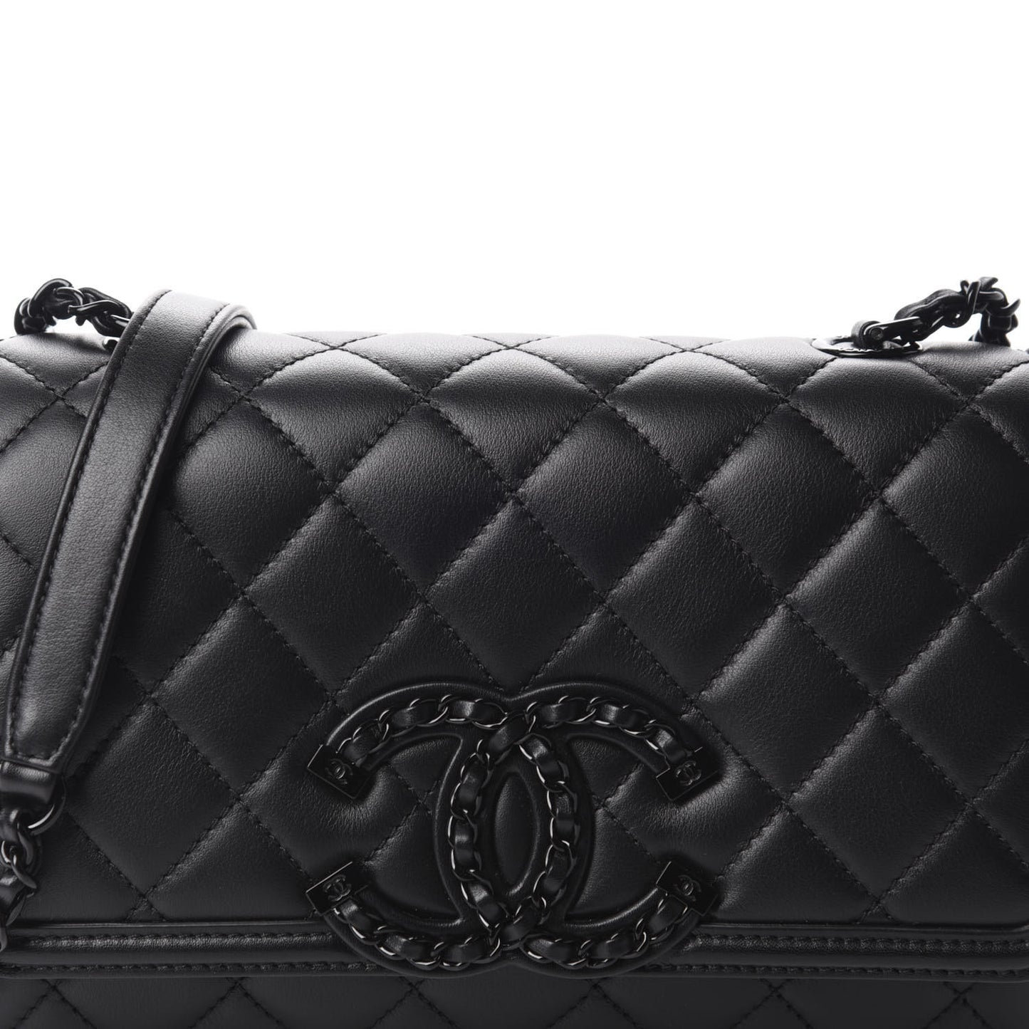 Lambskin Quilted Small CC Filigree Flap Black