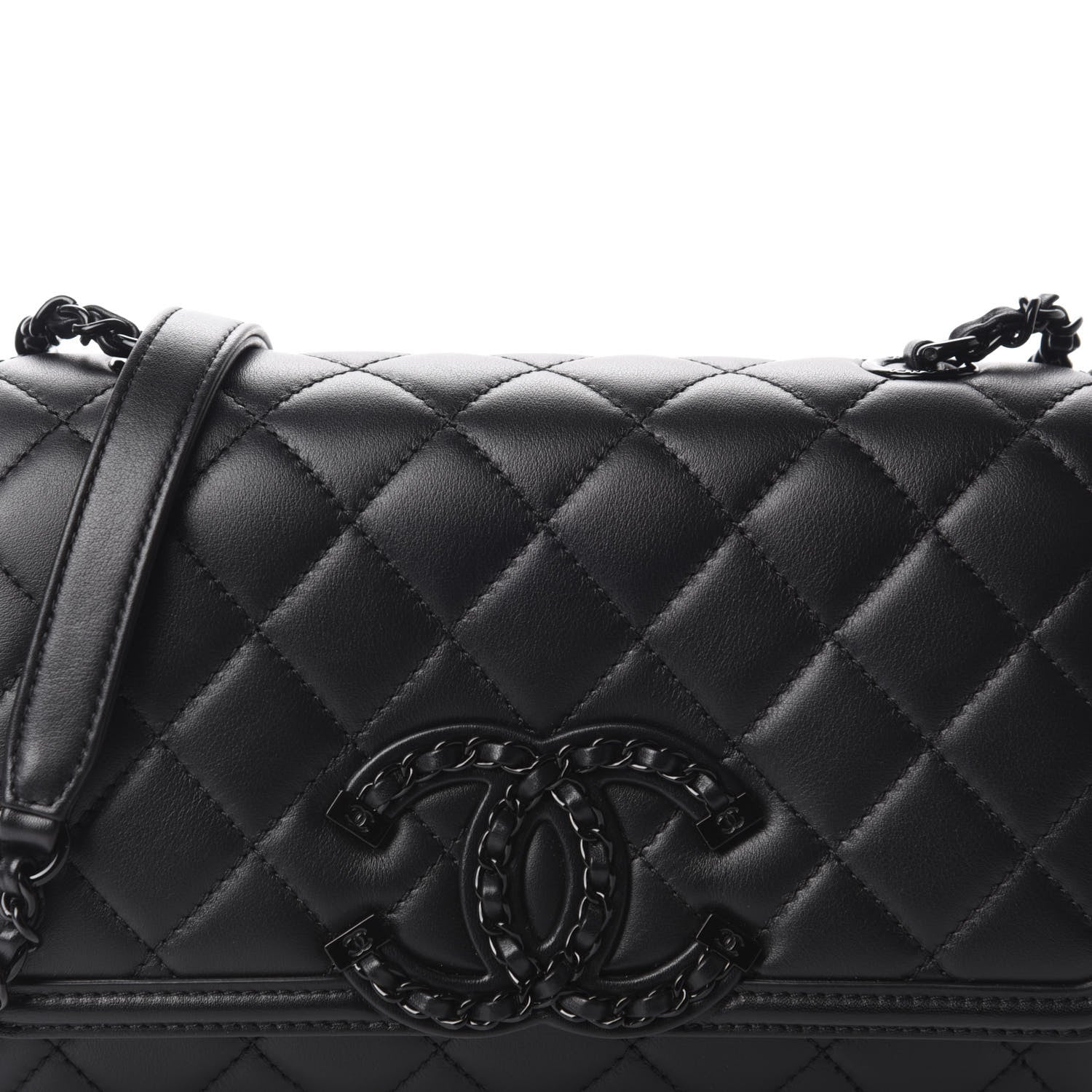 Chanel Lambskin Quilted Small CC Filigree Flap Black 8 of 11