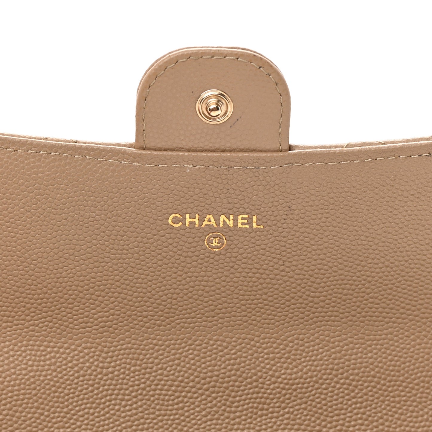 Caviar Quilted Long Flap Wallet Beige