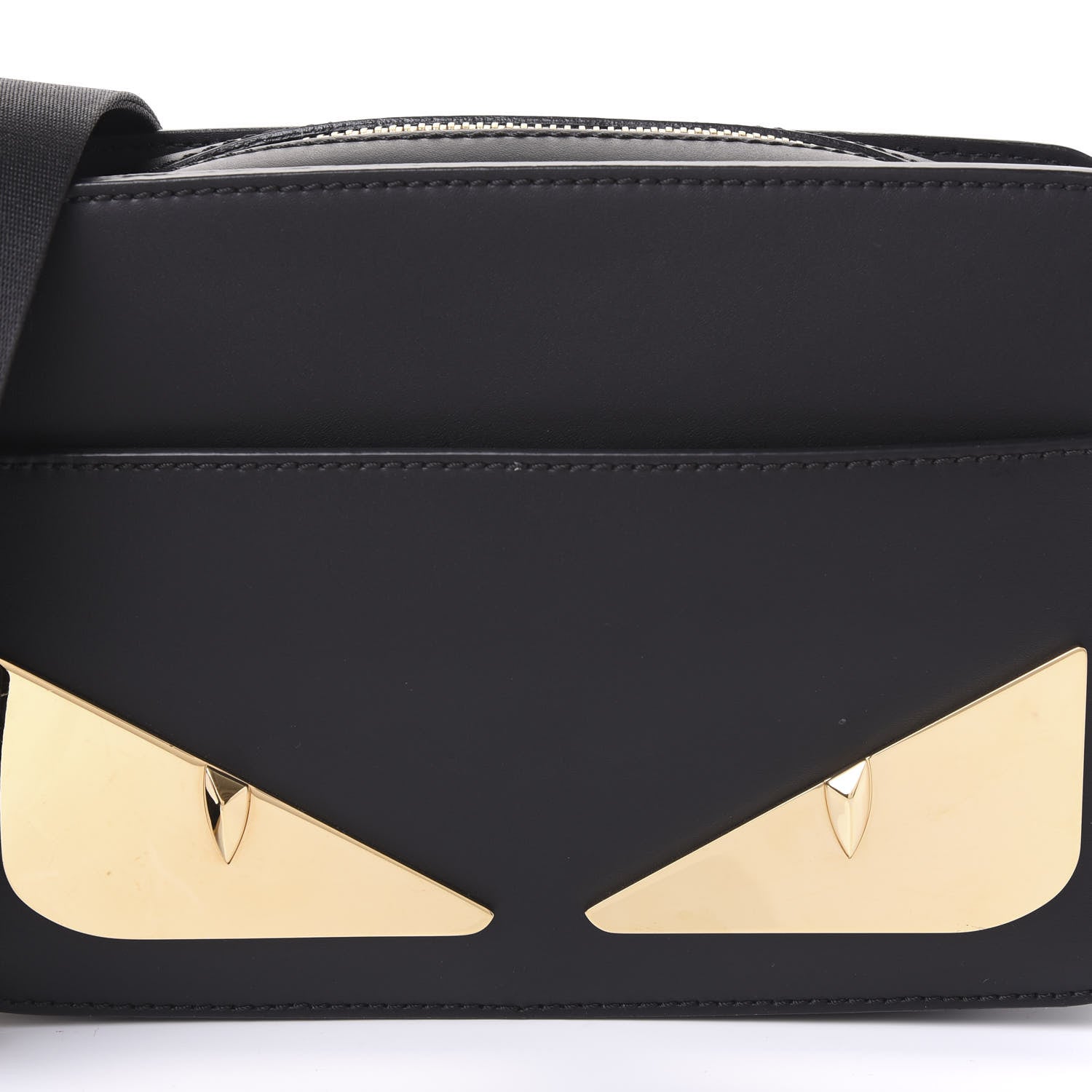 Fendi Vitello Metal Monster Eyes Messenger Bag Black 6 of 8