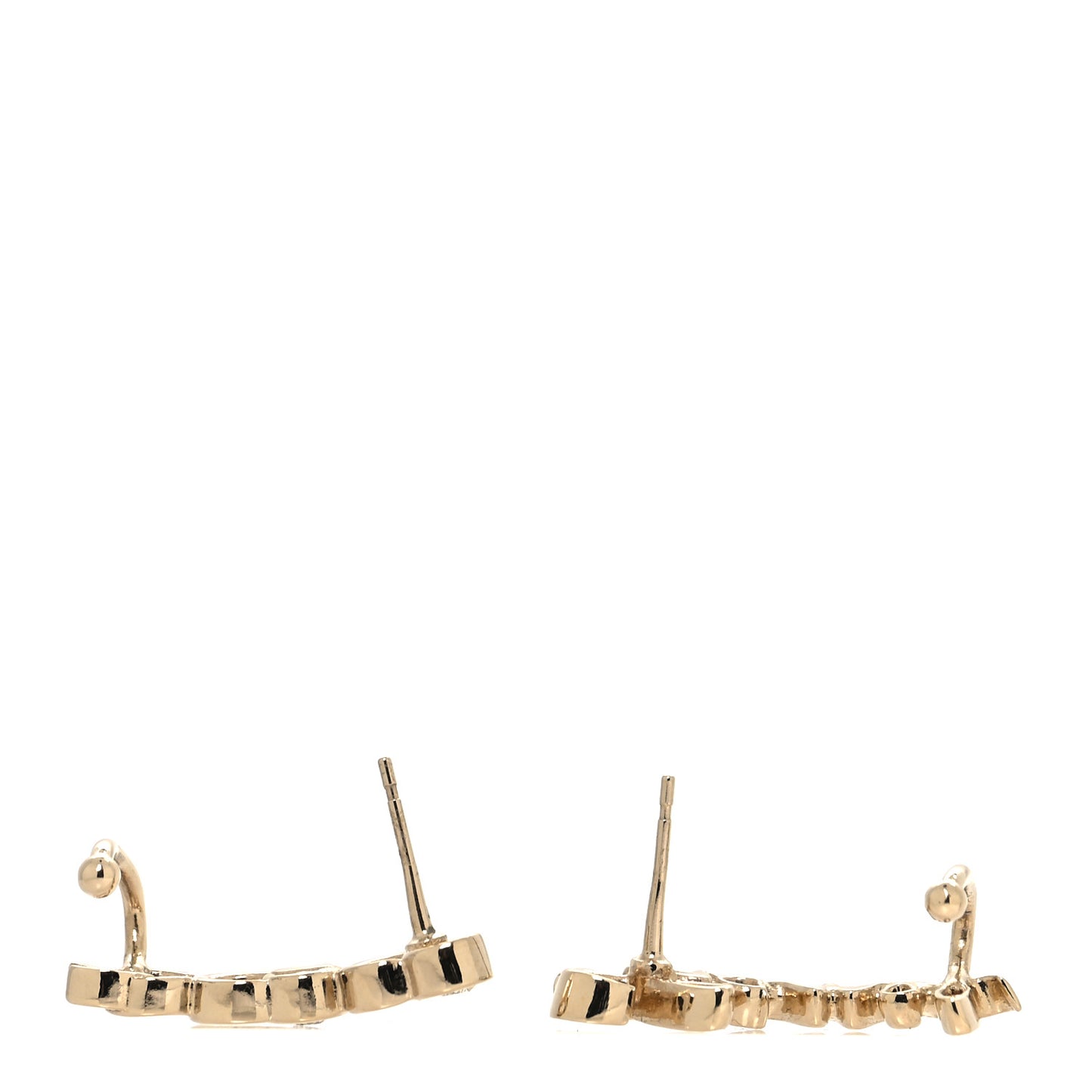 Metal Crystal Coco Script CC Climber Earrings Gold