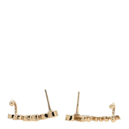 Chanel Metal Crystal Coco Script CC Climber Earrings Gold 3 of 4