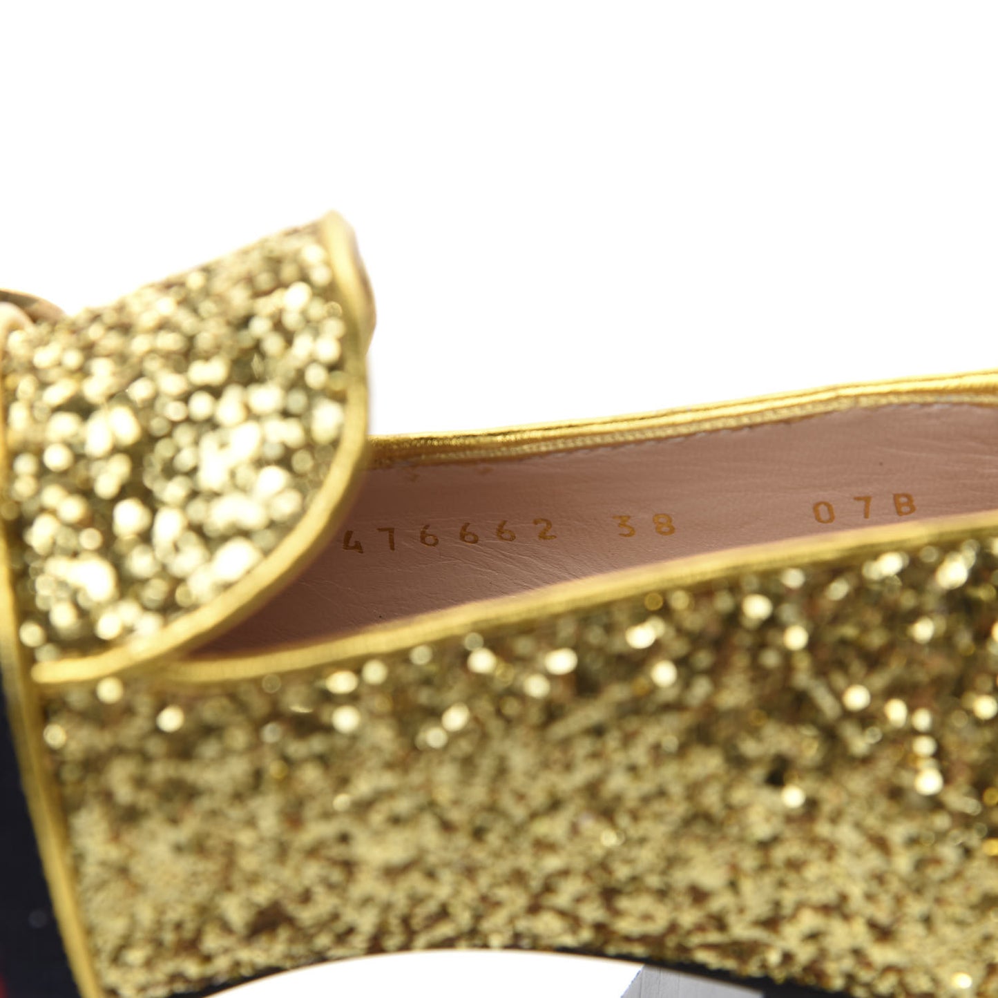 Glitter Nappa Web Peyton 75mm Loafer Pumps 38 Oro Vecchio