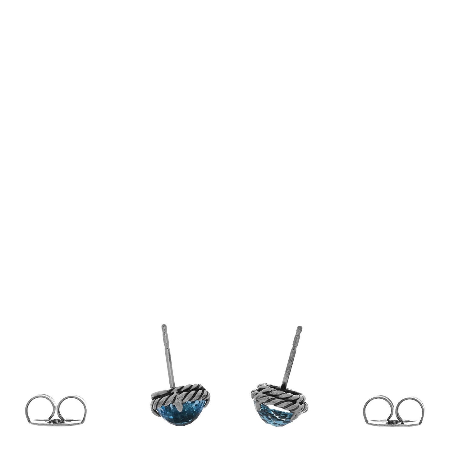 Sterling Silver Blue Topaz 8mm Chatelaine Earrings