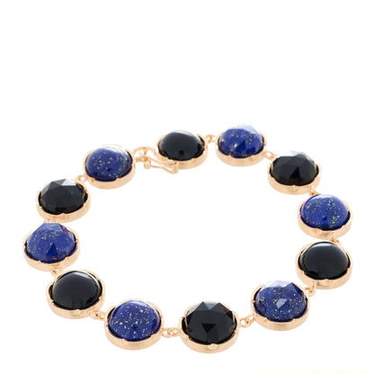 Irene Neuwirth 18K Rose Gold Lapis Lazuli Black Onyx Classic Link Bracelet 1 of 3