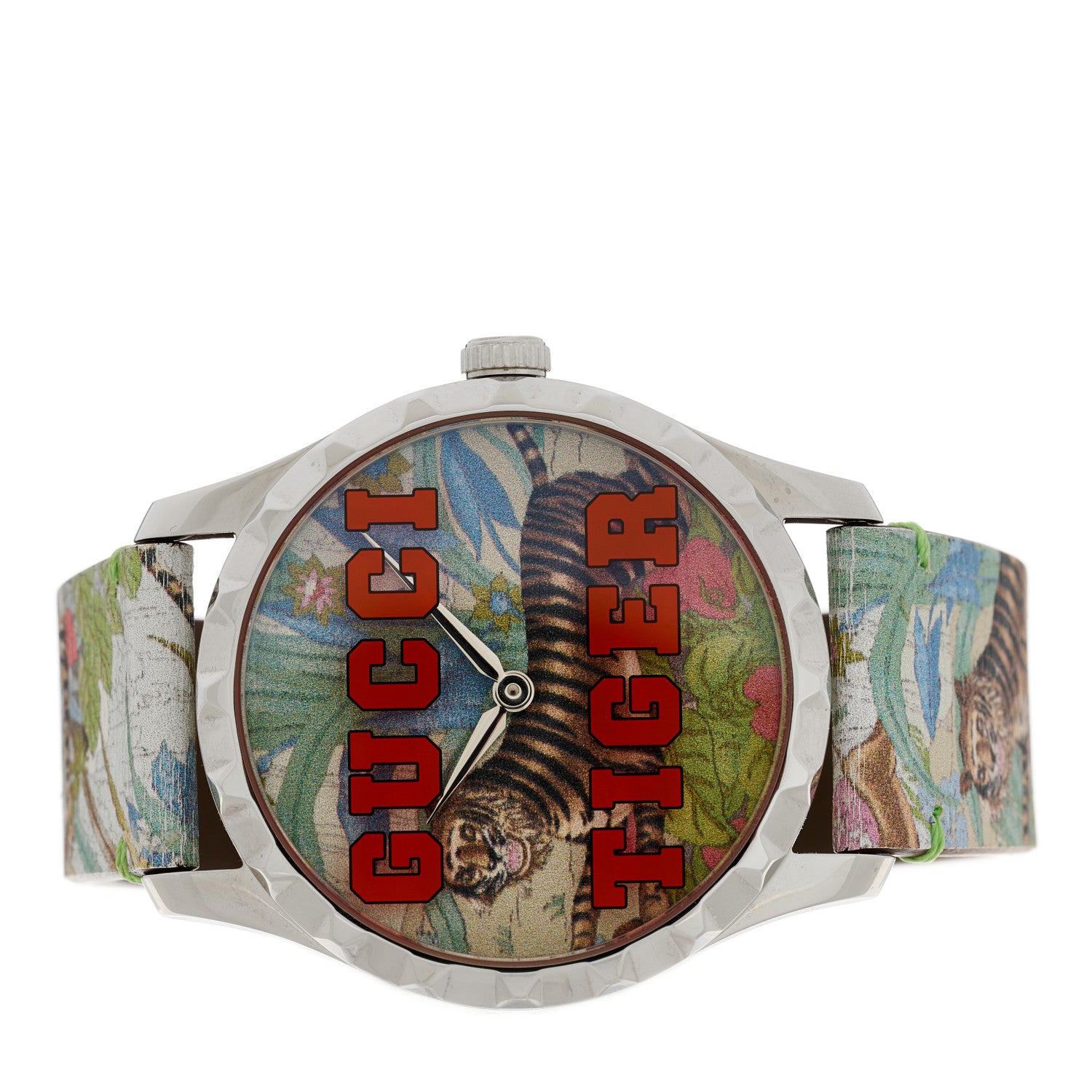 Gucci Stainless Steel Calfskin 38mm Tiger Quartz Watch 2 of 4