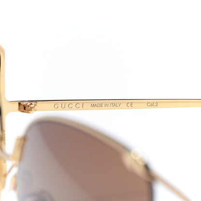 Gucci Oversized Round Sunglasses GG0252S Gold Brown 6 of 8