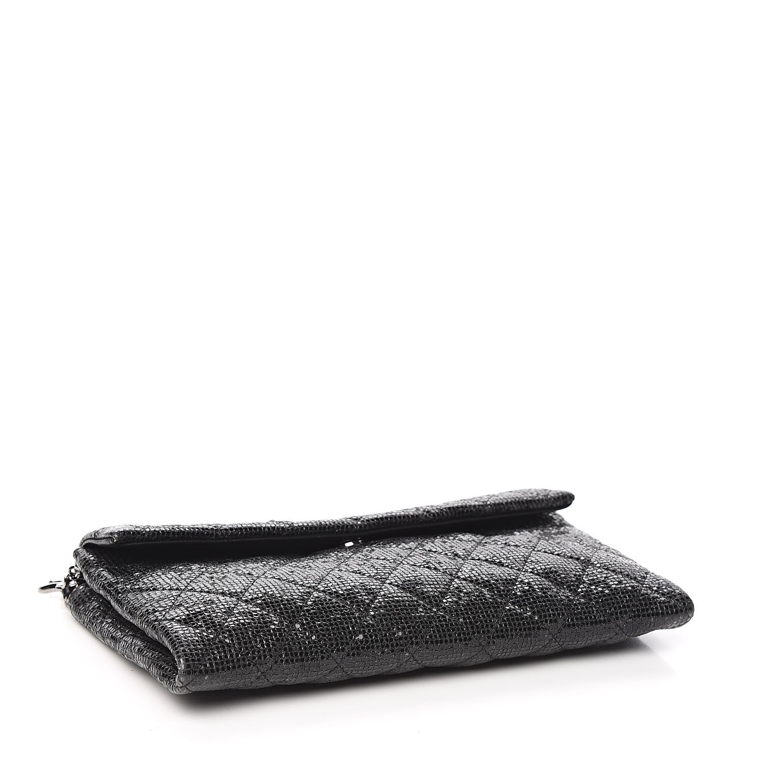 Chanel Iridescent Vinyl Quilted Clutch With Chain Black 4 of 10