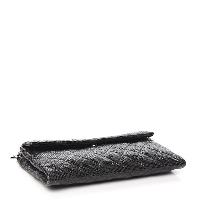 Chanel Iridescent Vinyl Quilted Clutch With Chain Black 4 of 10