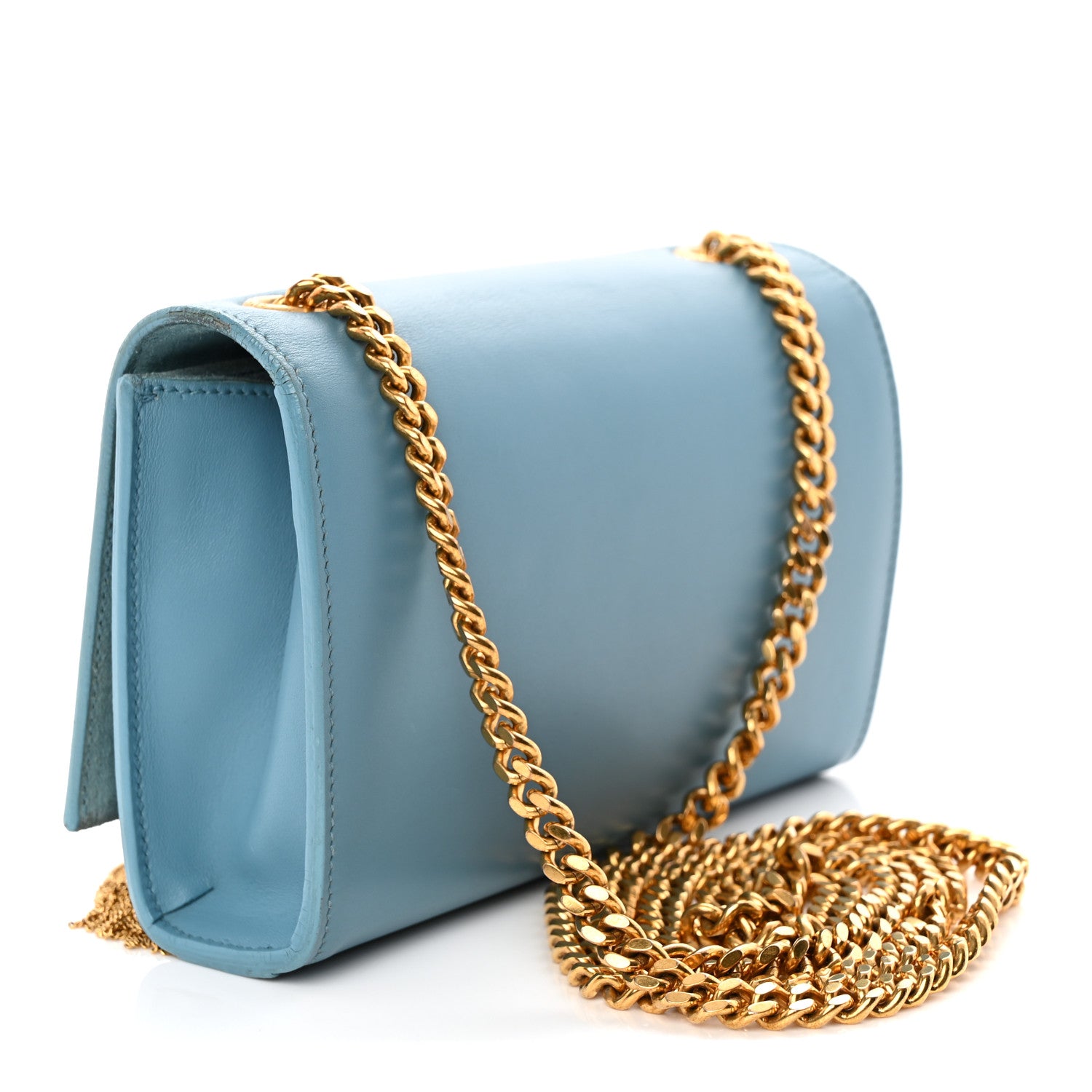 Saint Laurent Smooth Calfskin Small Classic Monogram Kate Tassel Satchel Turquoise 3 of 14