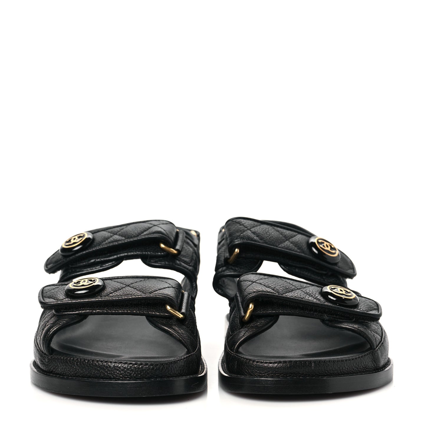 Grained Calfskin Velcro Dad Sandals 35 Black