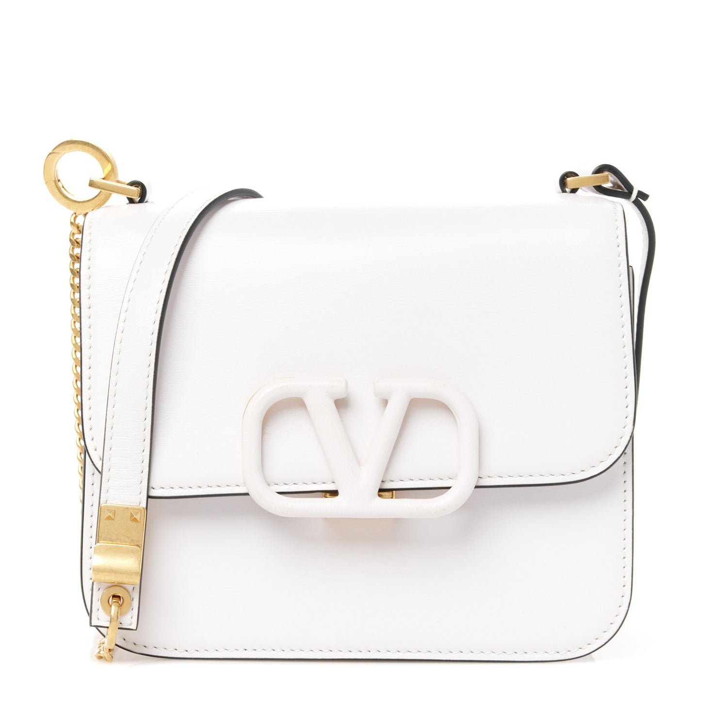 Smooth Calfskin Small VSling Shoulder Bag White