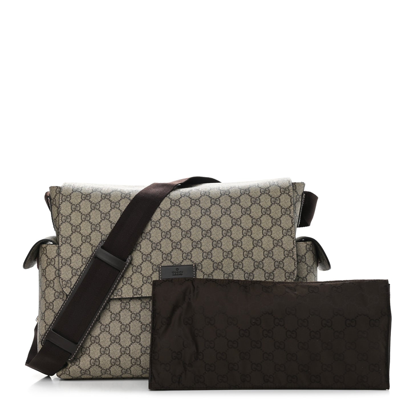 GG Plus Monogram Messenger Diaper Bag Dark Brown