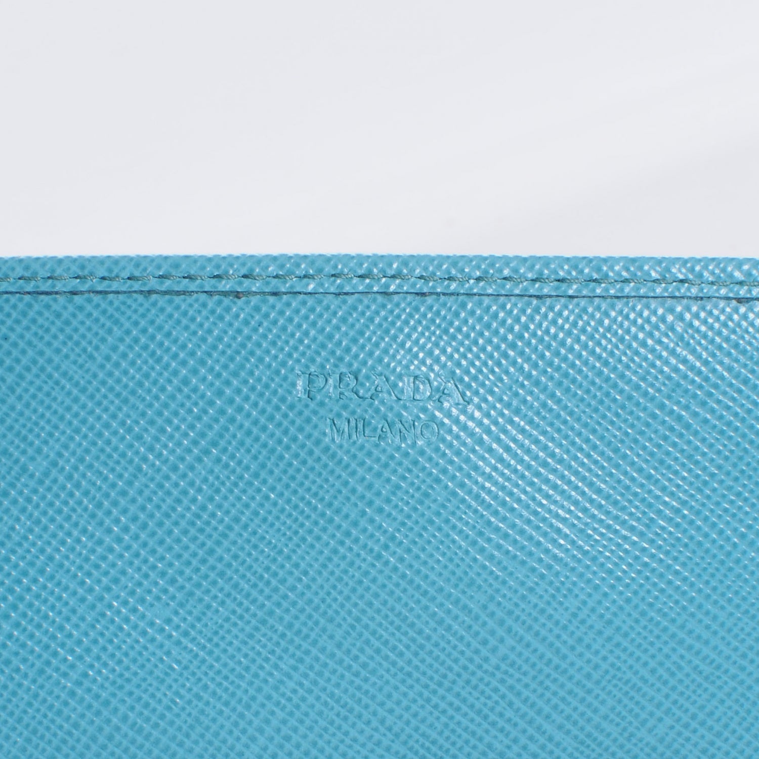 Prada Saffiano Metal Wallet with Chain Turchese 7 of 8