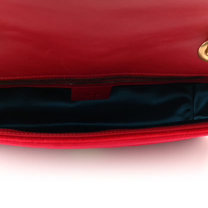 Gucci Velvet Matelasse Small GG Marmont Shoulder Bag Hibiscus Red 5 of 9