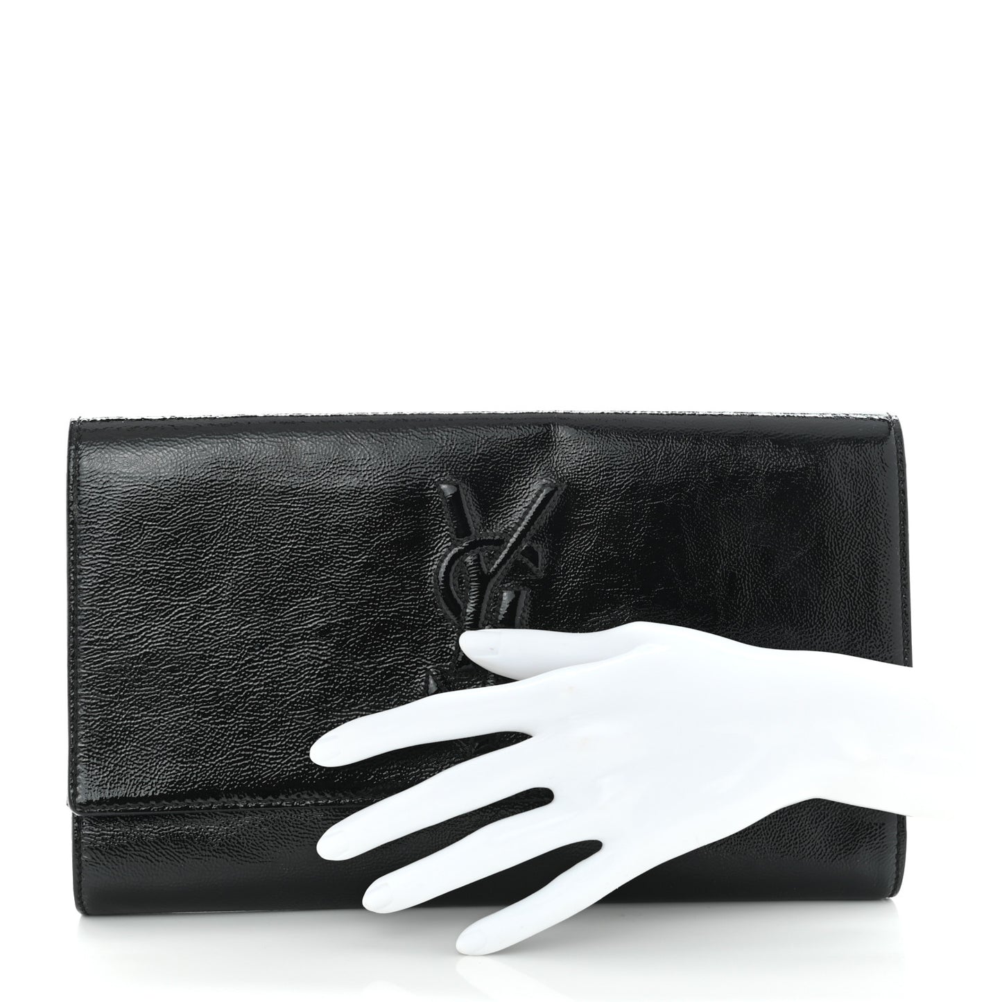 Textured Patent Monogram Belle De Jour Clutch Black