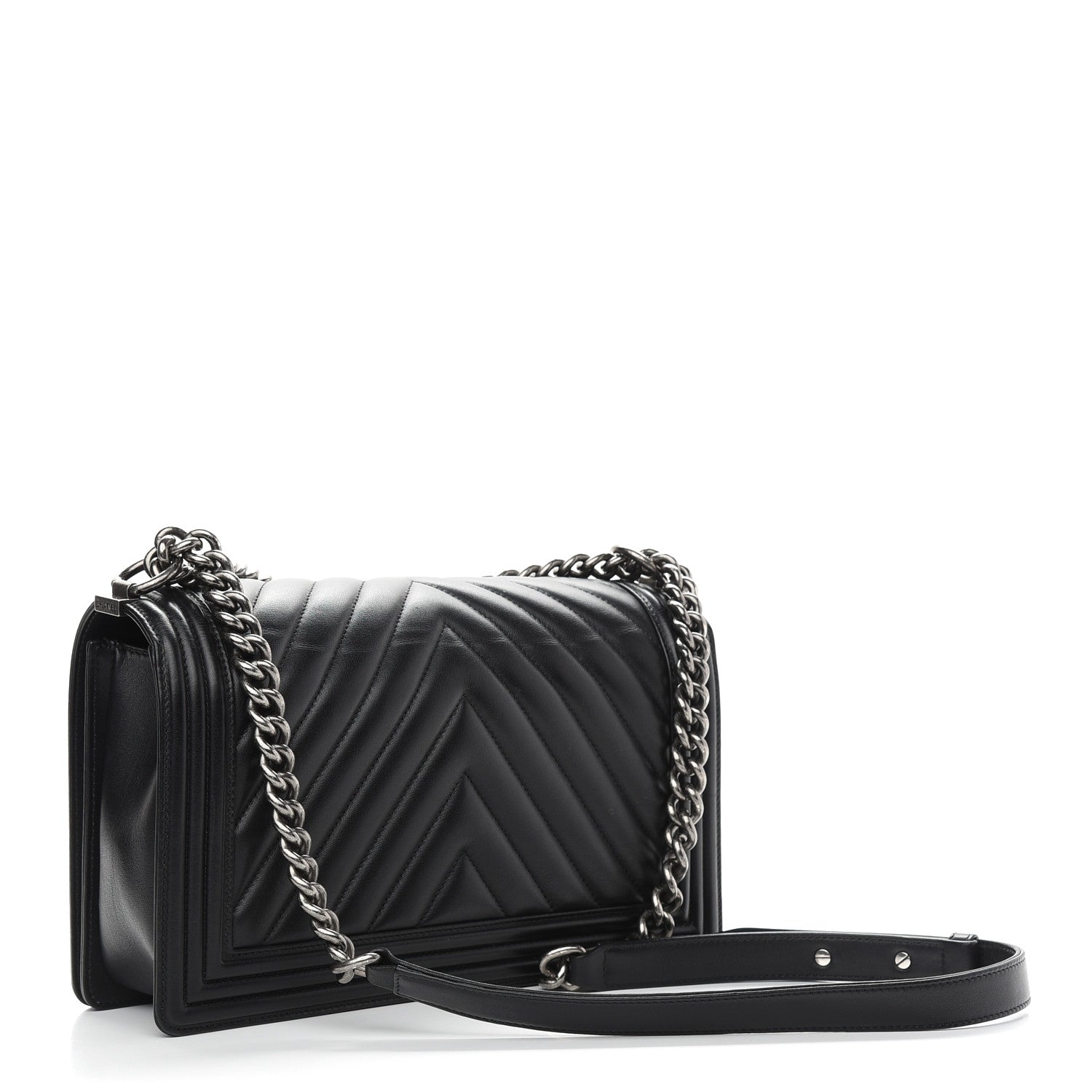 Chanel Lambskin Chevron Quilted New Medium Boy Flap Black 3 of 10