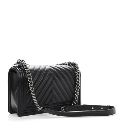 Chanel Lambskin Chevron Quilted New Medium Boy Flap Black 3 of 10
