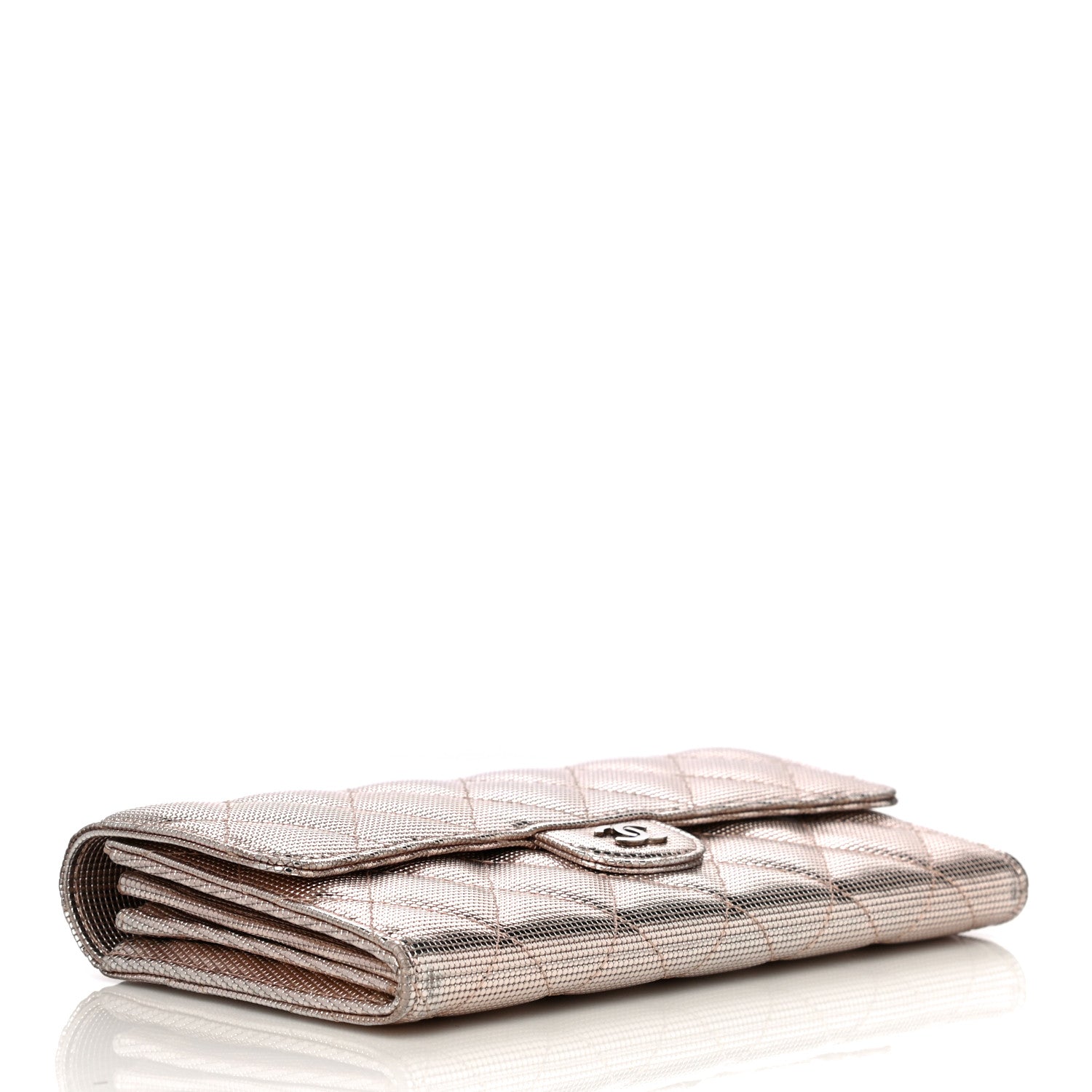 Chanel Metallic Calfskin Quilted Pixel Effect Large Flap Wallet Pink 4 of 13