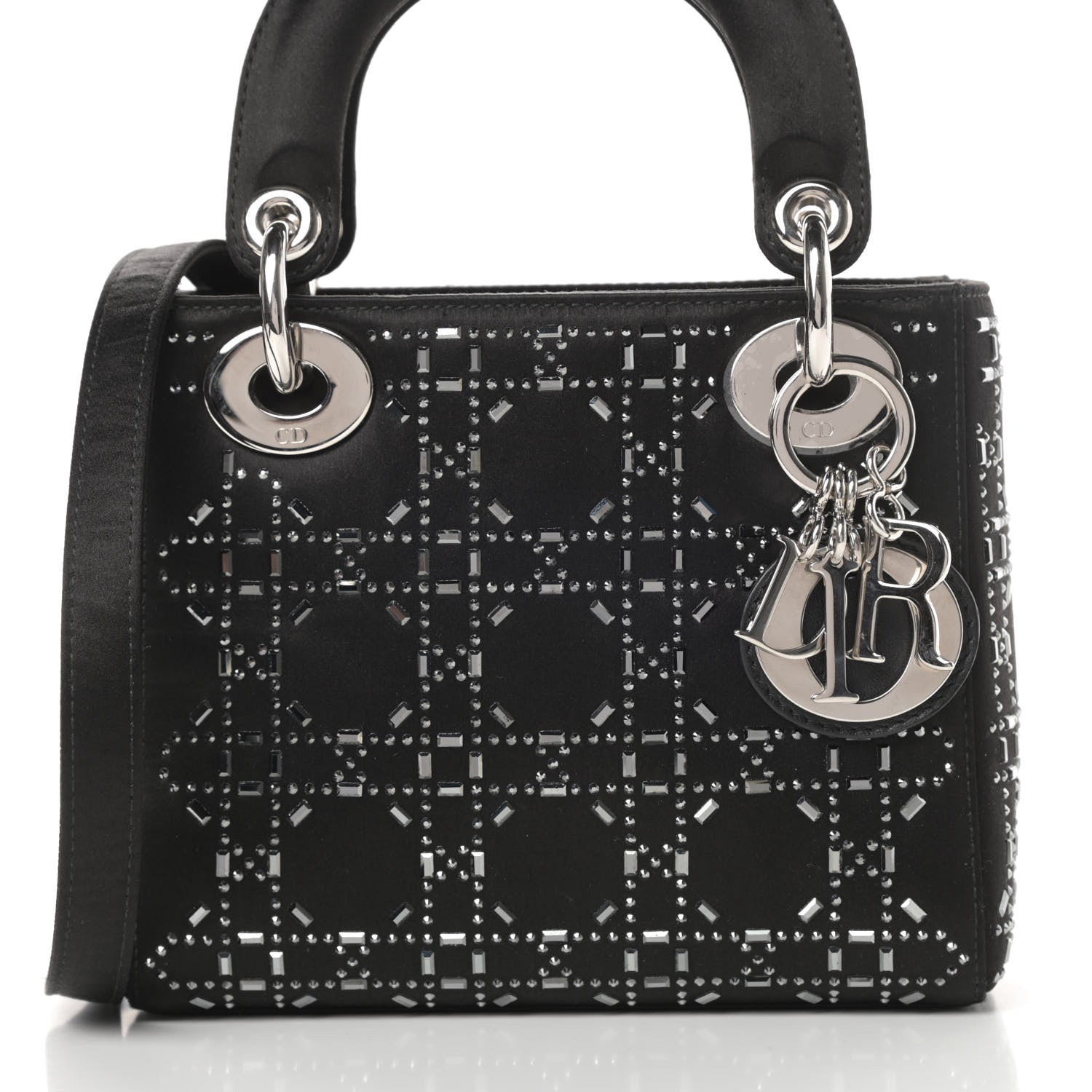Christian Dior Satin Crystal Cannage Mini Lady Dior Black 8 of 12