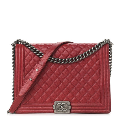 Chanel Caviar Quilted Large Boy Flap Dark Red 1 of 14
