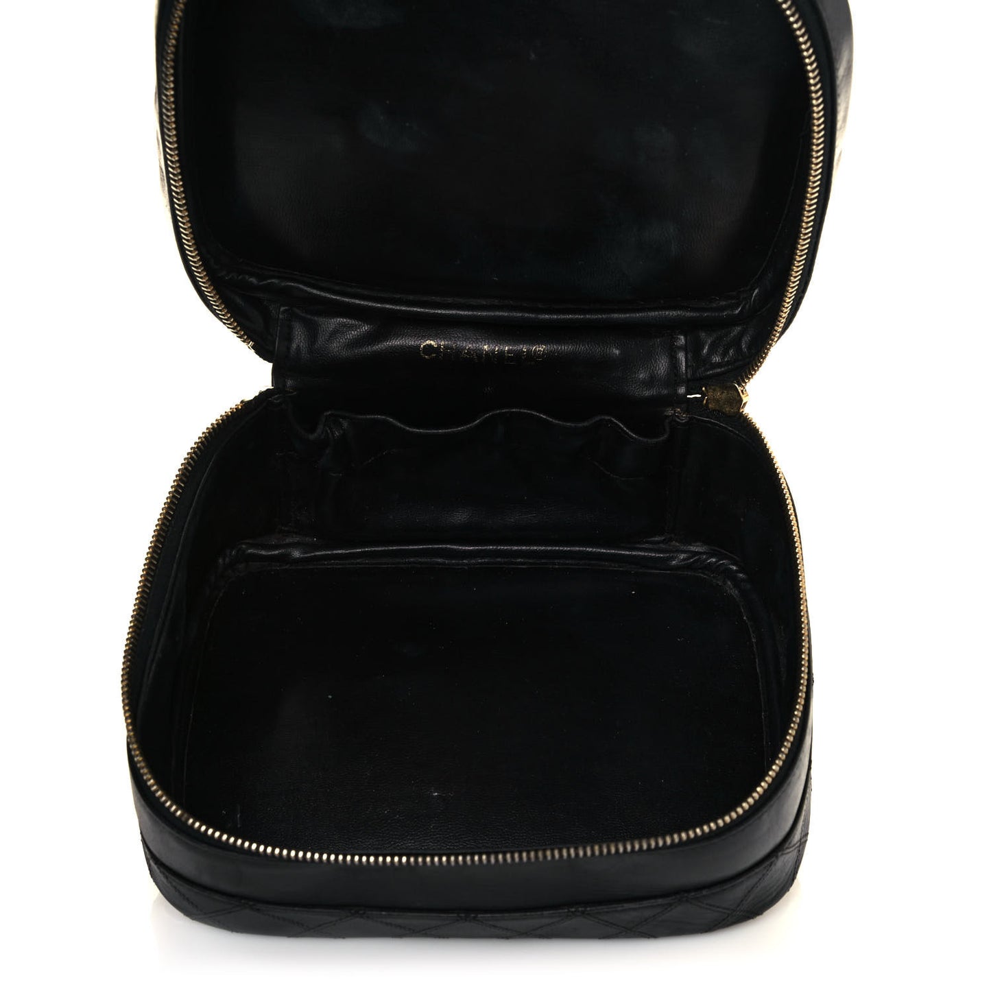 Lambskin Vanity Cosmetic Case Black