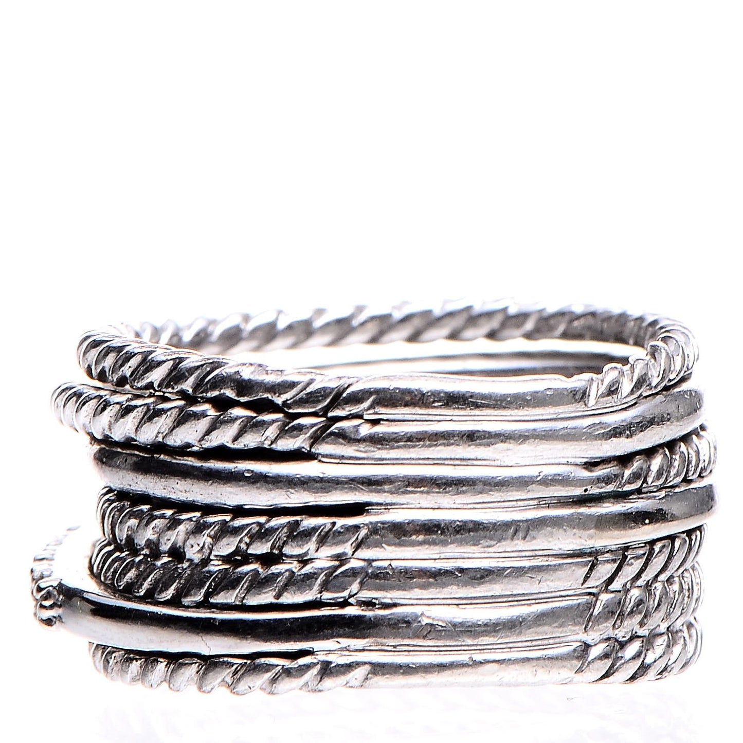 Sterling Silver 14K White Gold Diamond 11mm Wide Crossover Cable Ring 51 5.75