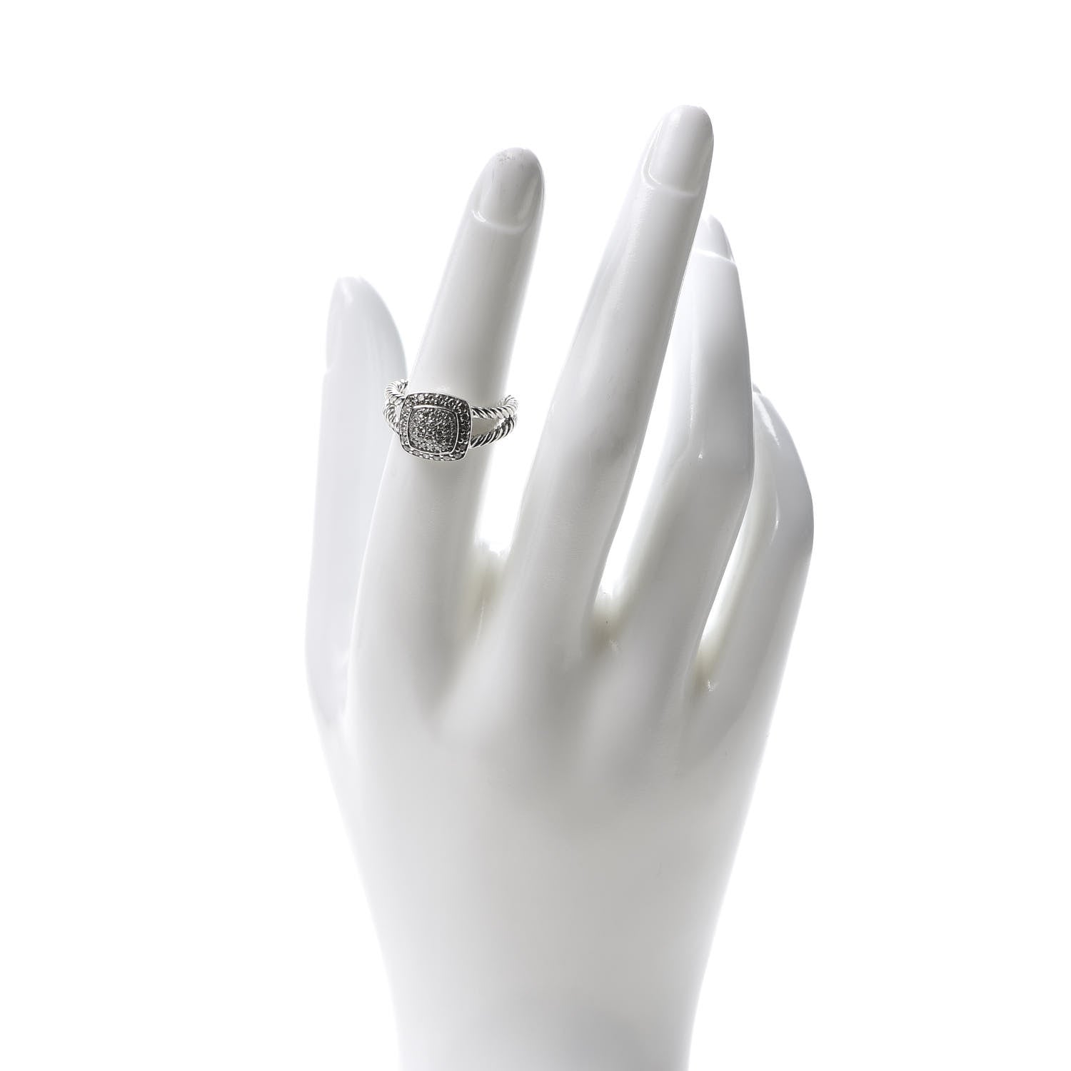 David Yurman Sterling Silver Diamond 7mm Petite Albion Pave Ring 52 6 2 of 5