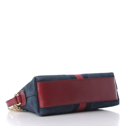 Gucci Suede Calfskin Web Small Ophidia Dome Shoulder Bag New Blue Romantic Cherry 3 of 9