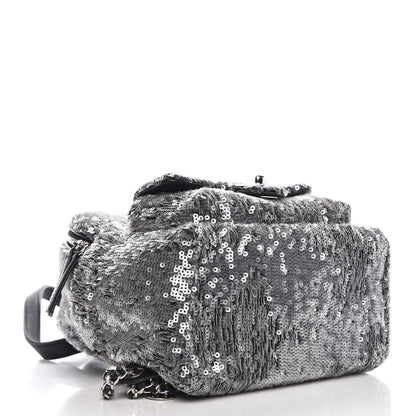 Chanel Sequin Waterfall Backpack Grey 4 of 7