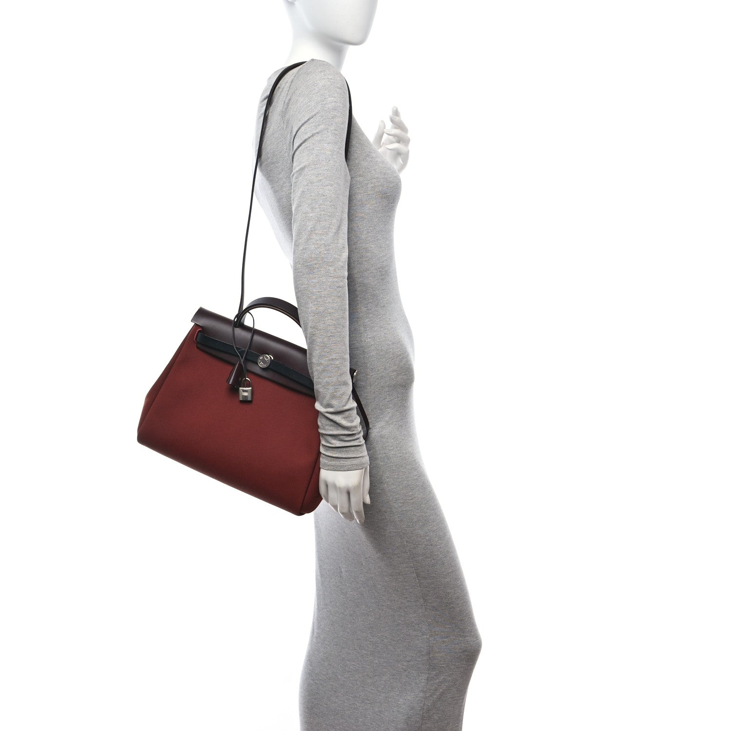 Hermes Military Toile Vache Hunter Tri-Color Herbag Zip Retourne 31 PM Rouge H Ebene Black 3 of 12
