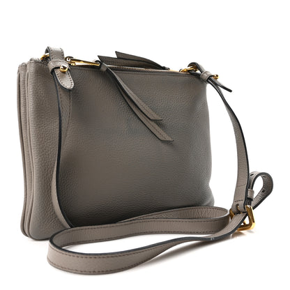 Prada Vitello Phenix Double Zip Crossbody Bag Argilla 3 of 9