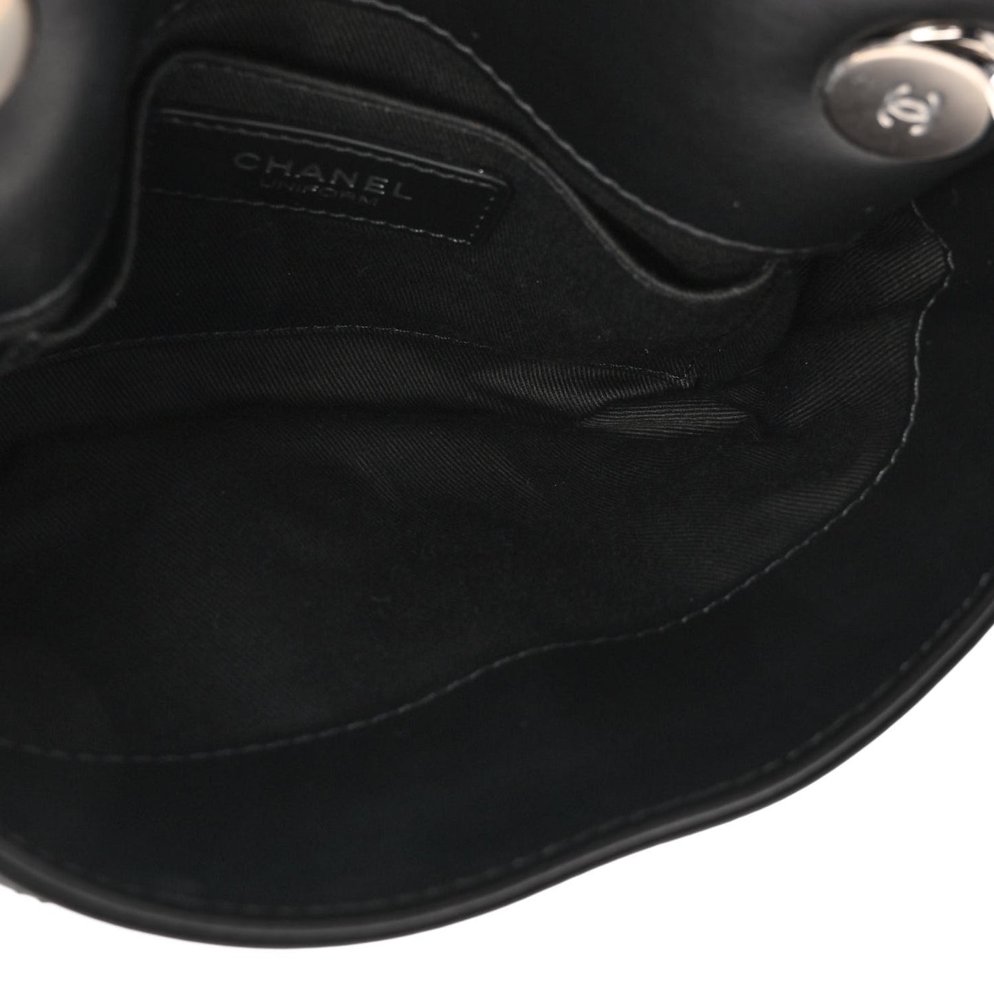 Calfskin Quilted CC Uniform Flap Belt Bag Black