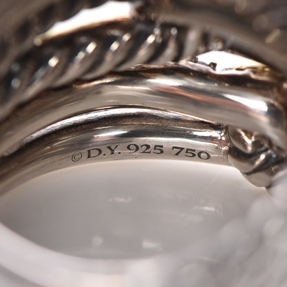 David Yurman Sterling Silver 18K Yellow Gold Diamond 19mm Labyrinth Triple Loop Ring 60.5 9.5 4 of 4