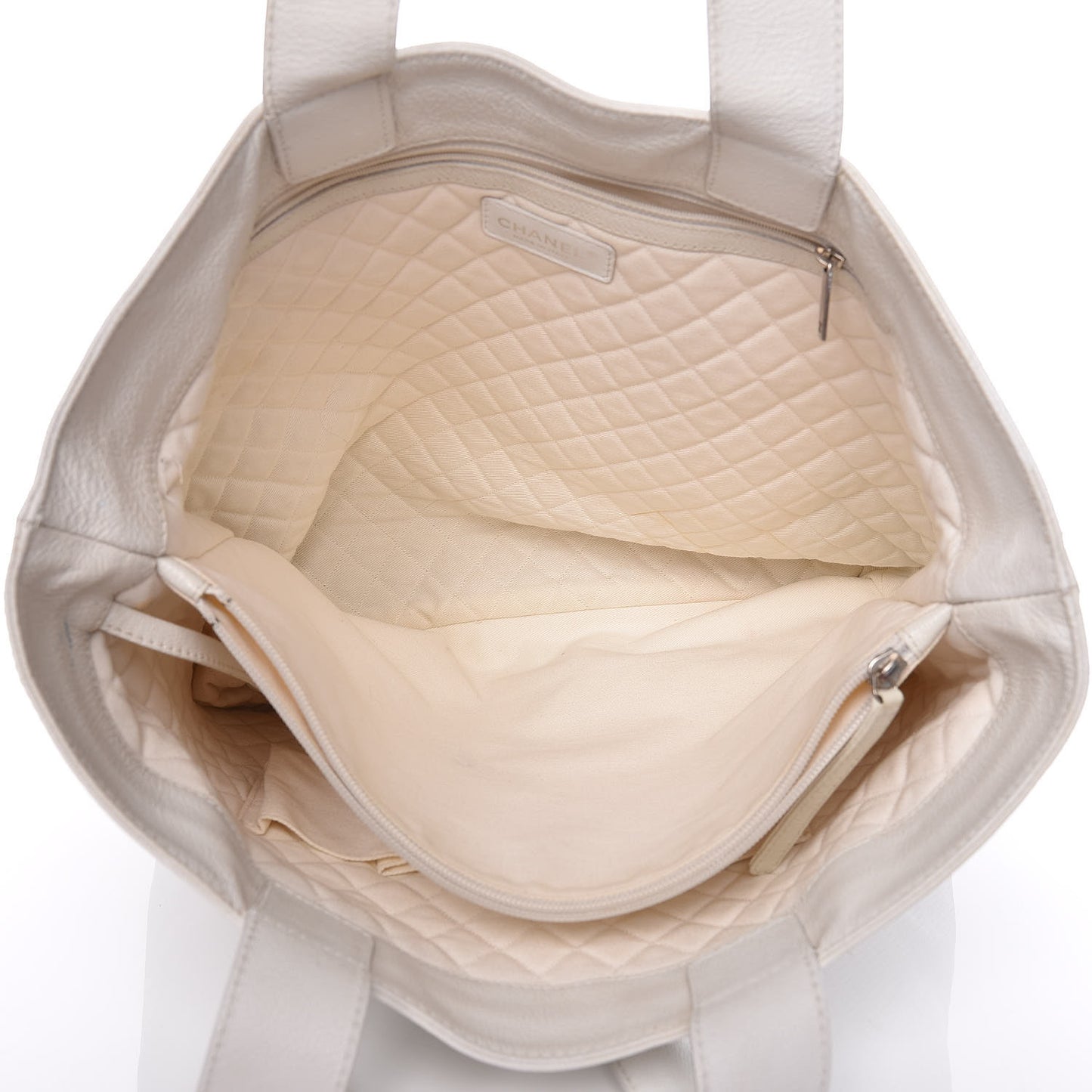 Goatskin Perforated Large CC Tote White