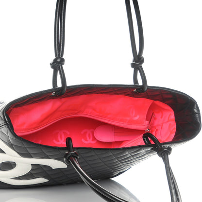 Chanel Calfskin Quilted Large Cambon Tote Black White 5 of 8