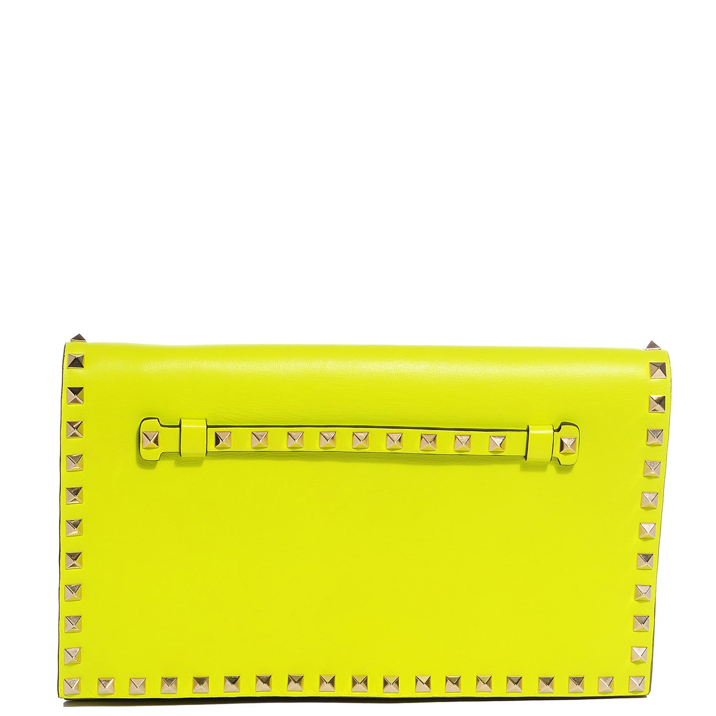 Nappa Rockstud Wristlet Clutch Yellow Fluo