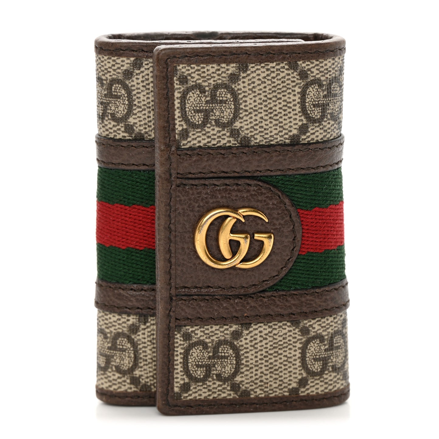 GG Supreme Monogram Web Ophidia 6 Key Holder Case Beige New Acero