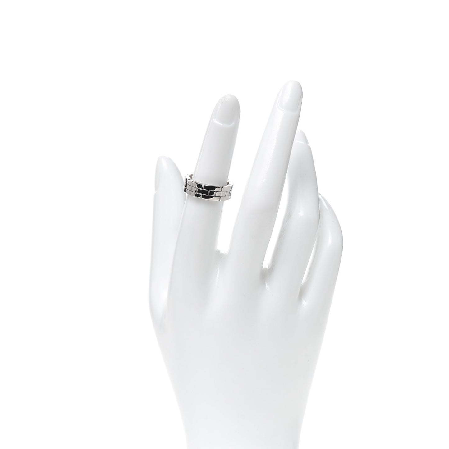 18K White Gold Tank Francaise Band Ring 50 5.25