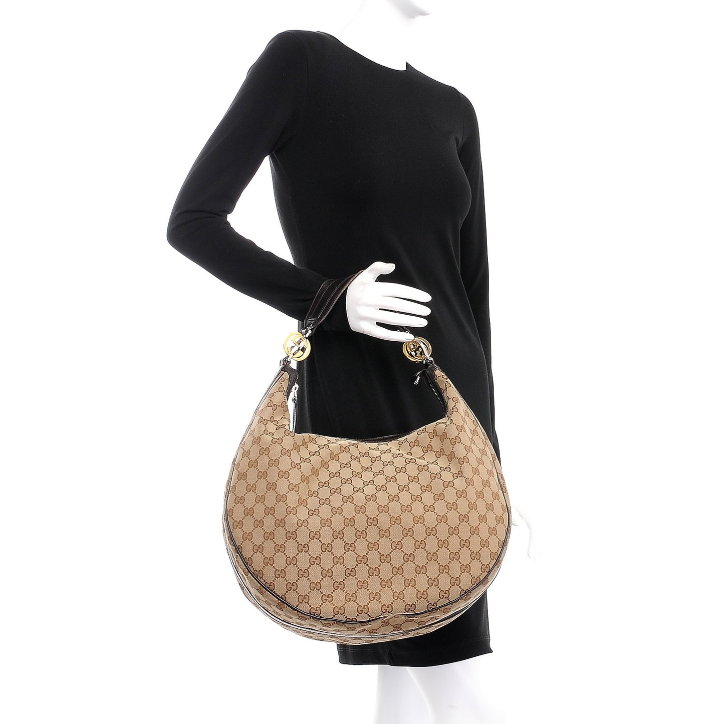 Monogram Large GG Twins Hobo Dark Brown