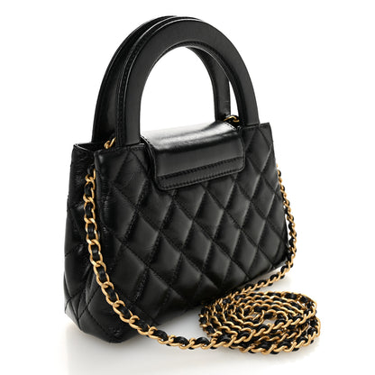 Chanel Shiny Aged Calfskin Quilted Nano Kelly Shopper Black 3 of 10