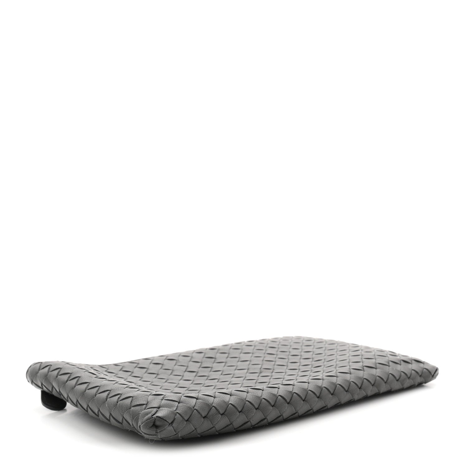 Bottega Veneta Nappa Intrecciato Large Flat Zip Billetto Pouch Light Grey 4 of 7